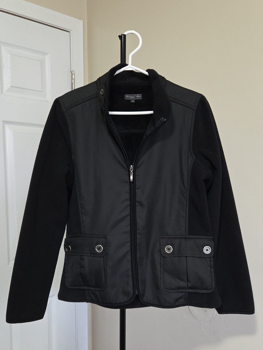 Lady Hathaway Black Utility Jacket with Front Pockets